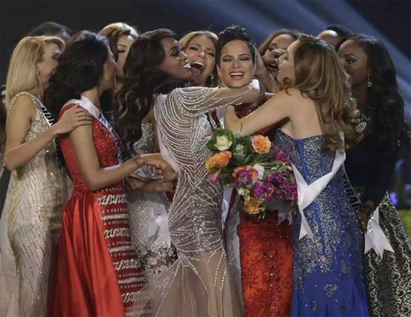 Déjà vu? Kaci Fennel was consoled by Miss Universe 2014 contestants